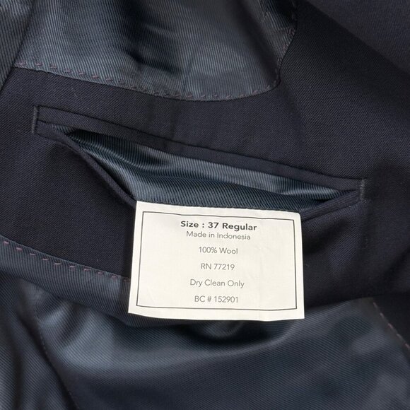 Pronto Uomo Blazer 37R Navy 100% Wool Sport Coat Professional Office Workwear - Picture 7 of 11